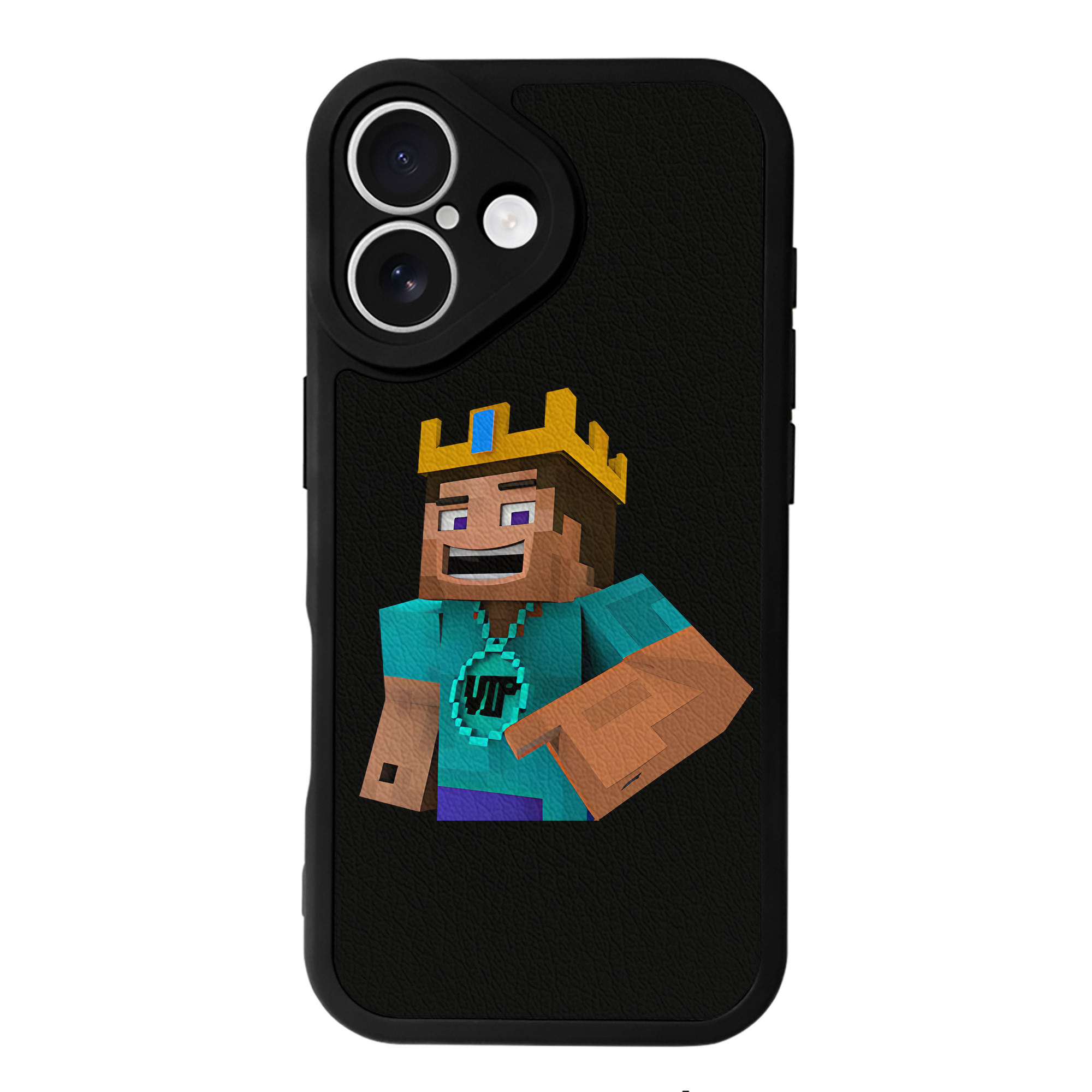 （画像用） マインクラフト ブロックの世界 Minecraft MC Block world 【iPhone 16シリーズ対応】シリコンスマホケース（レザー調） 材質：シリコン